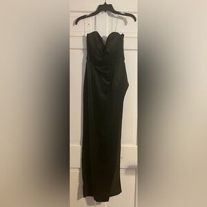 Oh Polly Dark Green Strapless Maxi Dress